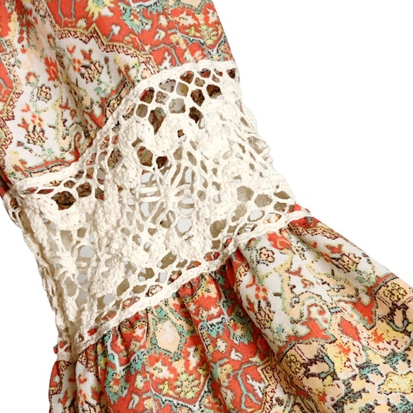 EMMA & MICHELE Boho Orange White Dress Size Small - Picture 12 of 16